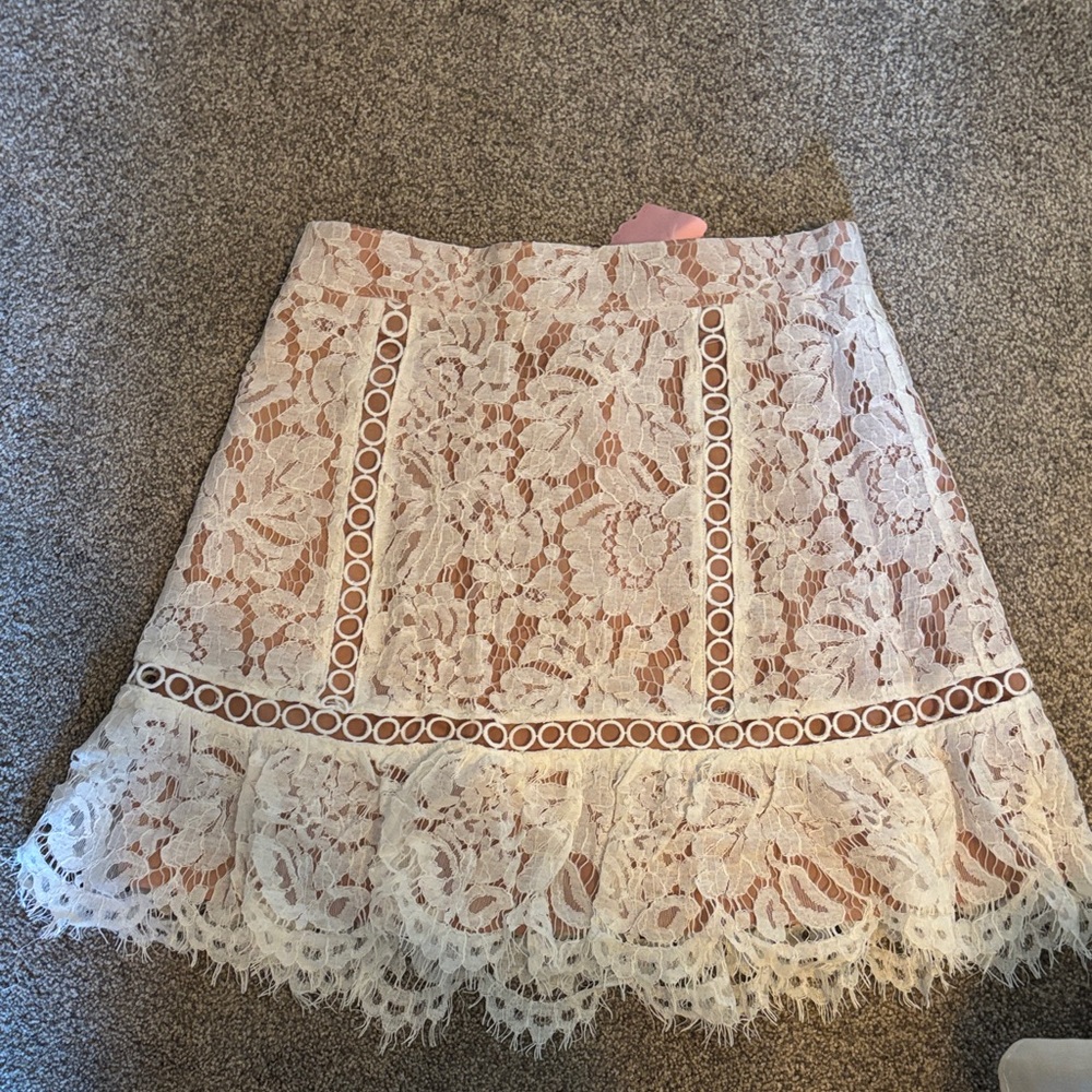Chic Lace Cream A-Line Skirt